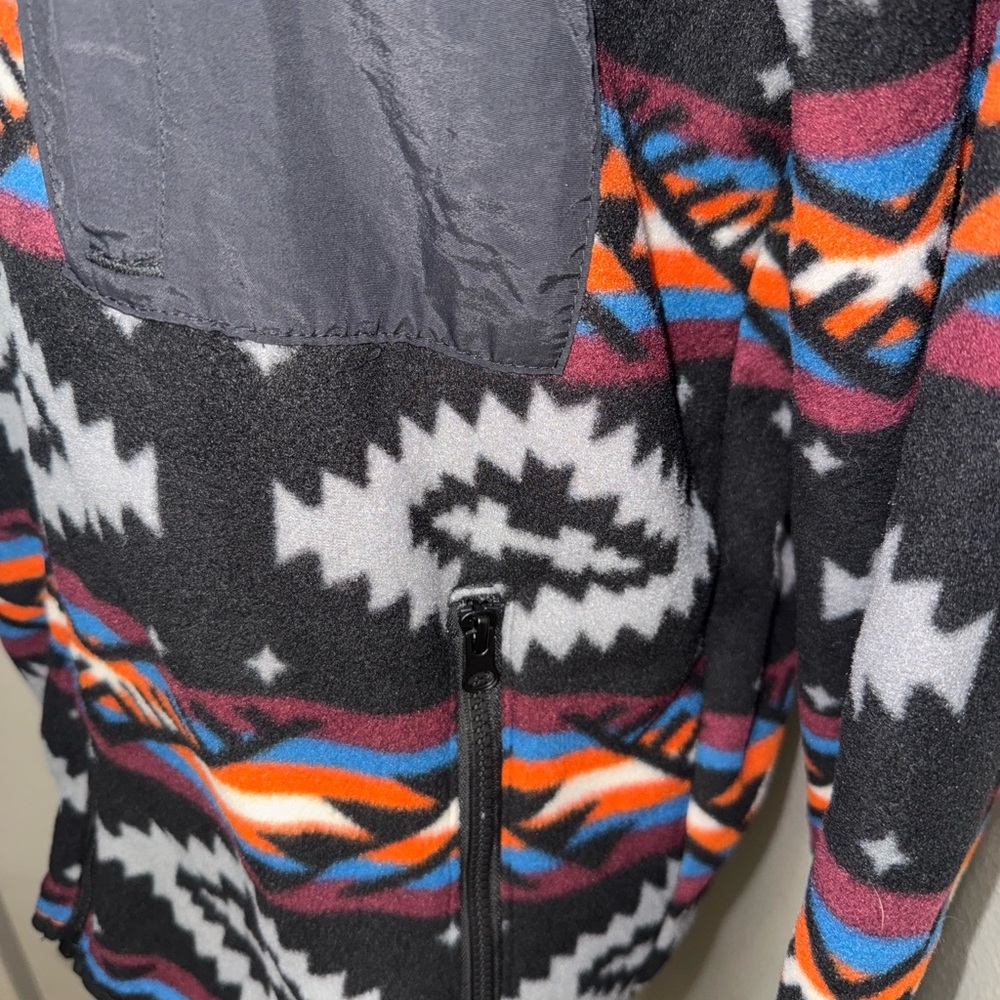Aztec Southwestern Fleece Jacket Zip Up Tribal Outdoor Cozy Core- Small - Picture 6 of 11